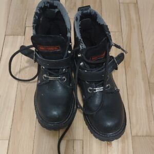 Harley-Davidson Black and Silver Motorcycle Boots